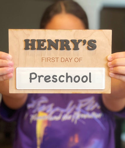 Back to School, First Day of School sign, First day of Preschool, Back to School Photo prop, Reusable dry erase board, Custom first day