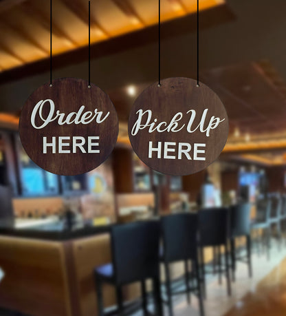 Restaurant Sign, Business Sign, Coffee Shop Sign, Pick Up Here, Order Here Sign